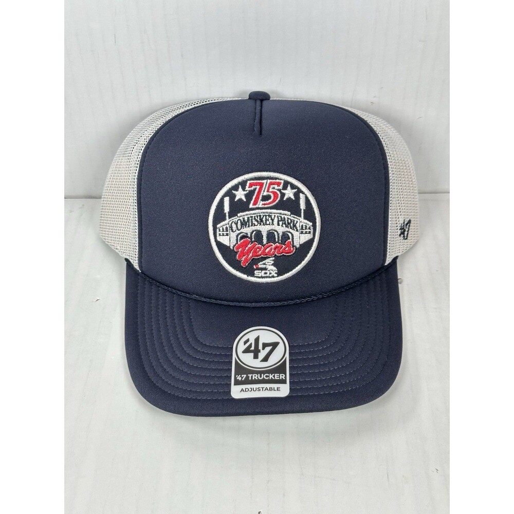 47 Brand Navy Chicago White Sox Comiskey 75 Years Foam Logo Trucker Snapback Hat